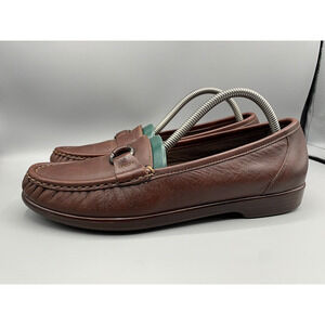 SAS TRIPAD Comfort Brown Leather Loafer Moc Toe Slip On Shoes Women's Sz 8.5 M